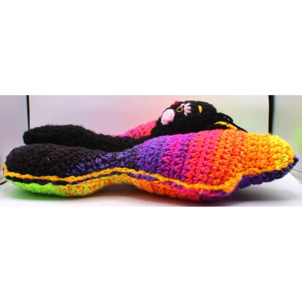 Handmade Crochet Butterfly Pillow Rainbow Cozy Plush Toy Security Cottagecore